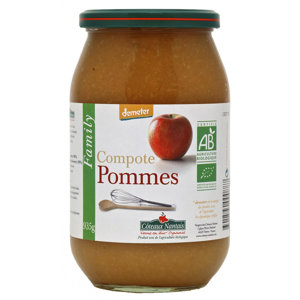 Compote de pomme bio en pot de 935g - Course en ligne Cashbio