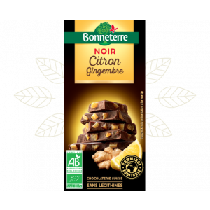 Chocolat noir citron gingembre Bonneterre - 100g