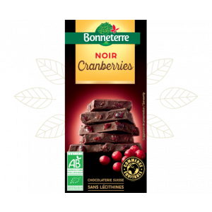 Chocolat noir cranberries Bonneterre - 100g