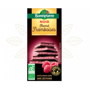 Chocolat noir fourré framboises Bonneterre - 100g