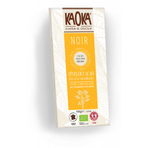 Tablette de chocolat noir aux éclats de fèves