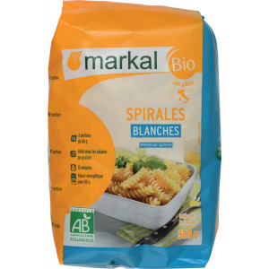 Pâtes bio spriales blanches - 500g